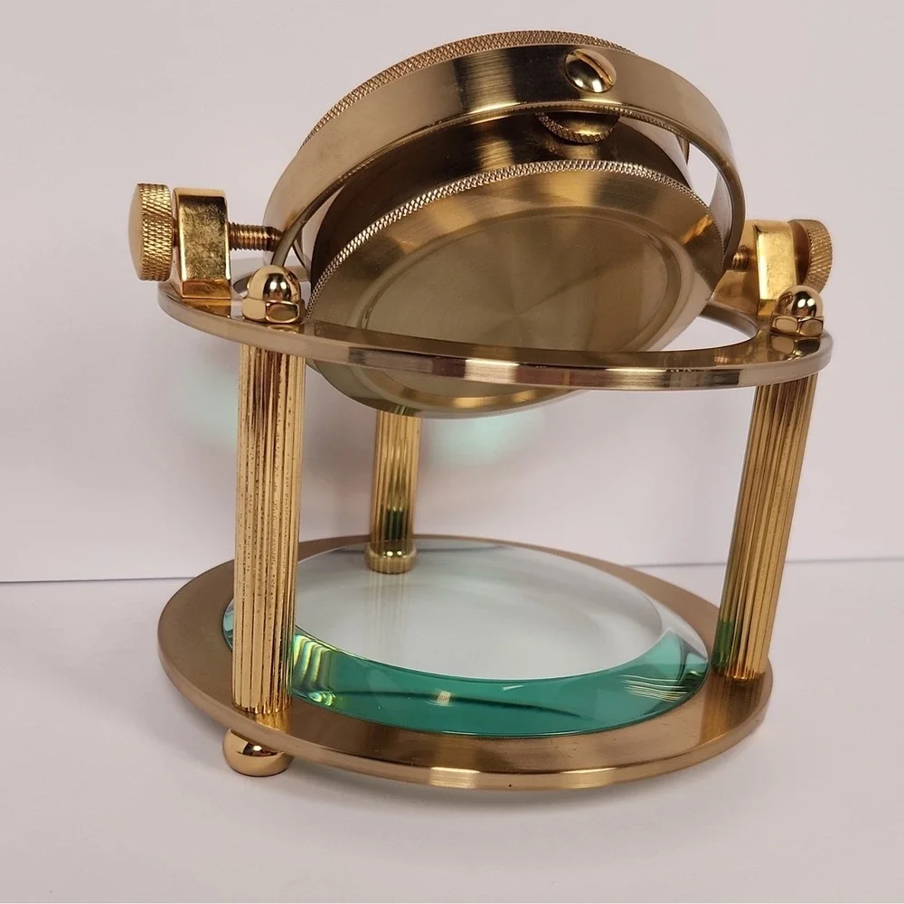 Vintage Seth Thomas Brass Gimbal Schooner Desk Clock Model 1044 - WORKING!